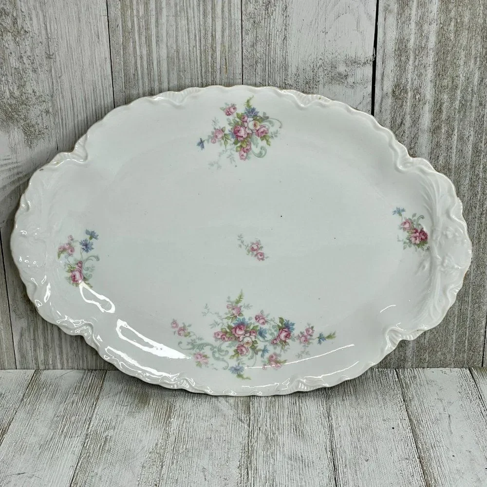Antique Schönwald R.S.A.G. Bavaria Porcelain Covered Serving Dish, Platter, & Gr